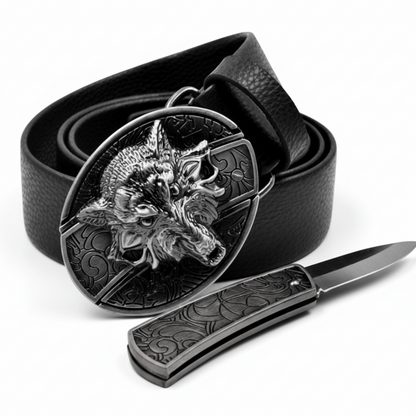 Davin™ | Men’s Punk Leather Belt with Smooth Buckle