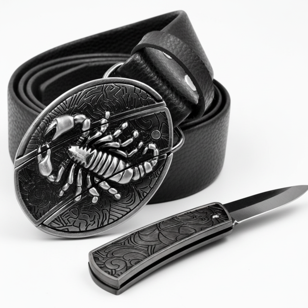 Davin™ | Men’s Punk Leather Belt with Smooth Buckle