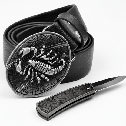 Davin™ | Men’s Punk Leather Belt with Smooth Buckle