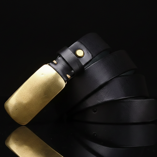 Denzel™ | Men’s 3.3CM Genuine Cowhide Leather Belt – Retro Plate Buckle