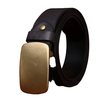 Denzel™ | Men’s 3.3CM Genuine Cowhide Leather Belt – Retro Plate Buckle