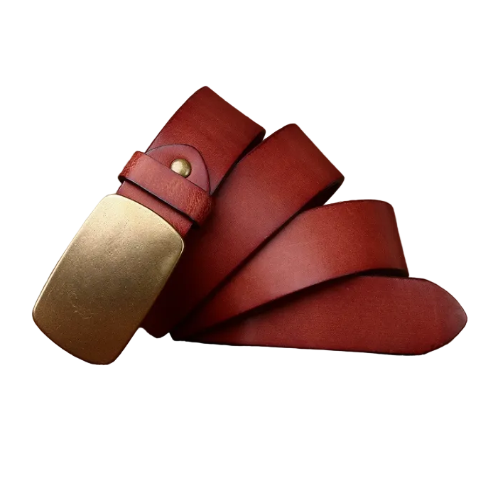 Denzel™ | Men’s 3.3CM Genuine Cowhide Leather Belt – Retro Plate Buckle
