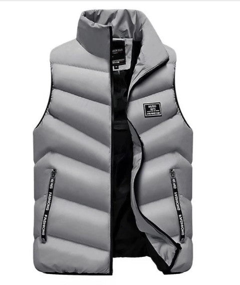 Carlton Mens Quilted Puffer Vest with Stand Collar in Gray
