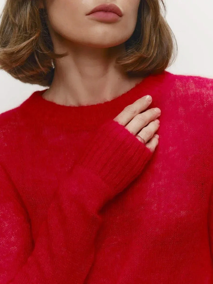 Natasha Womens Crewneck Knit Sweater