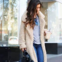 Sandra | Womens Long Teddy Coat in Soft Fleece | Long Length for Cold Days | Apricot, Black, Dark Gray and More S-3XL