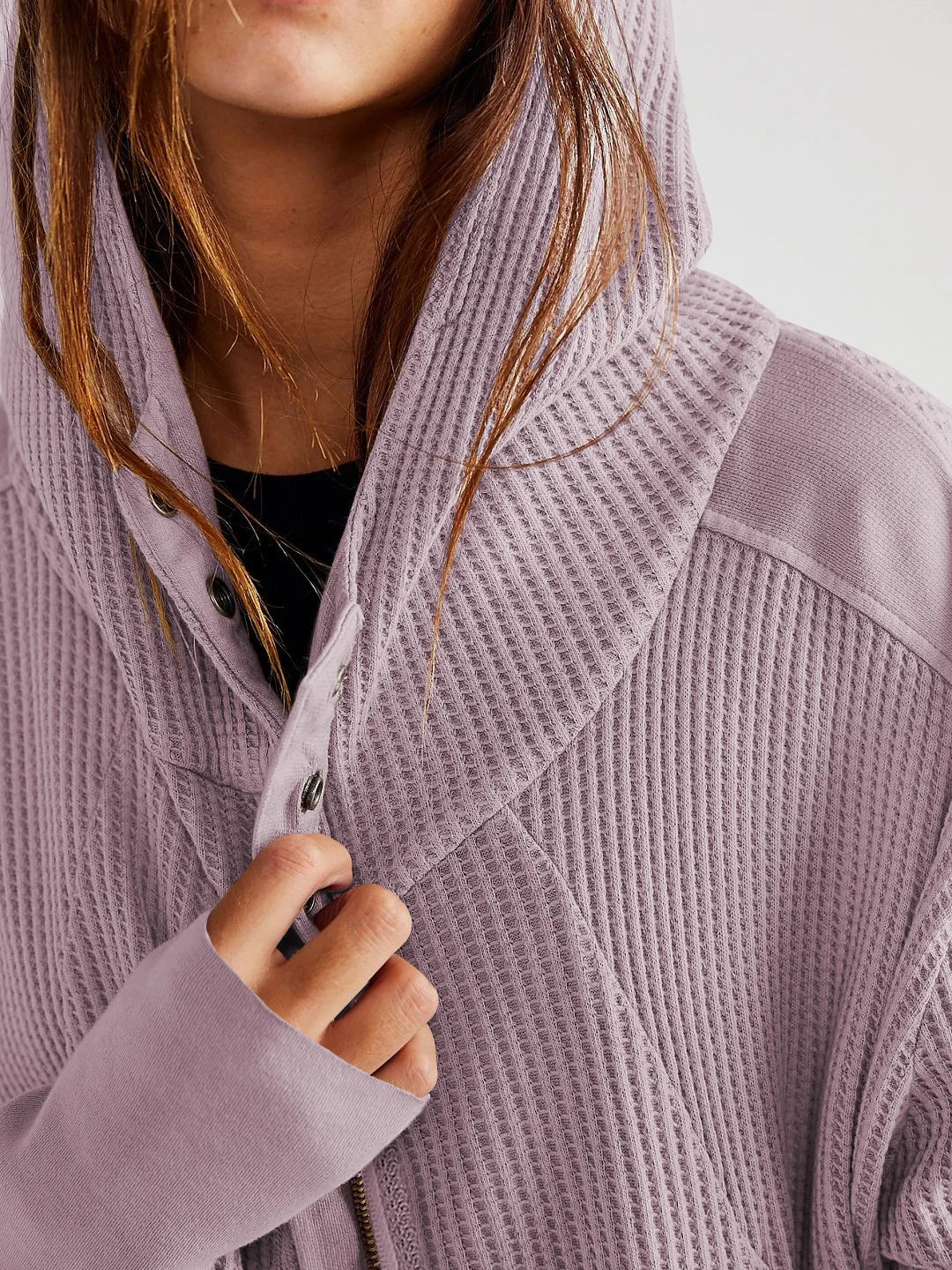 Christina Womens Cropped Zip Hoodie in Waffle Cotton