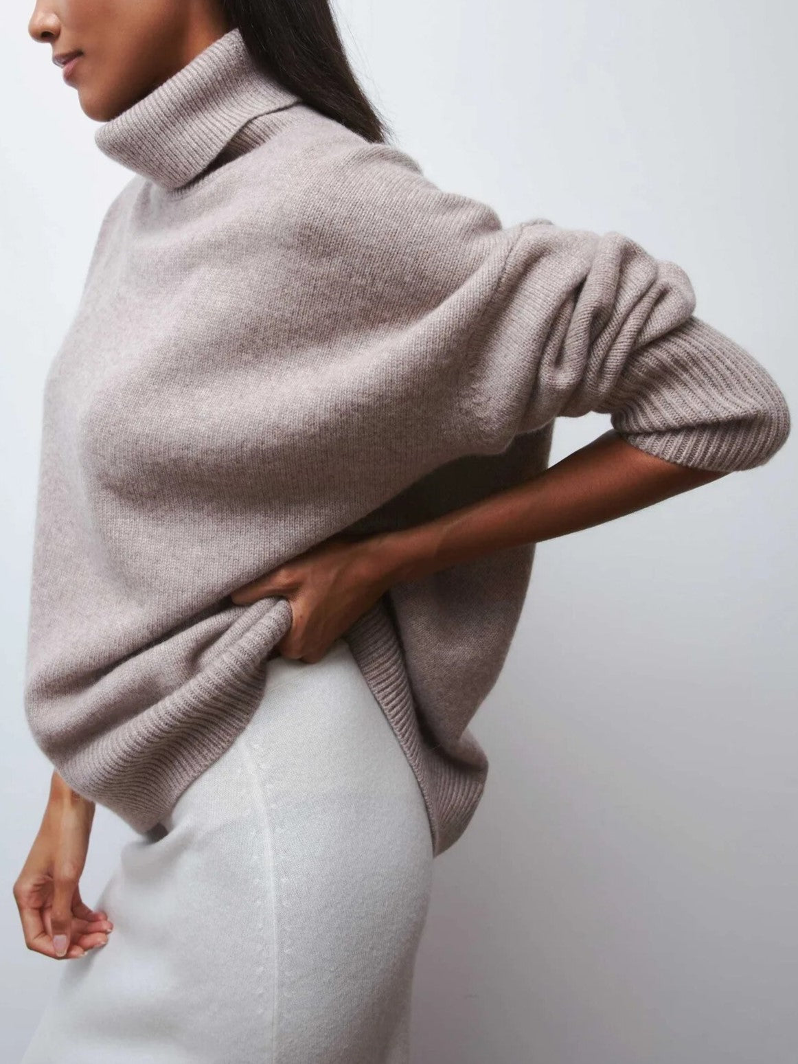 Sabrina Womens Oversized Turtleneck Sweater