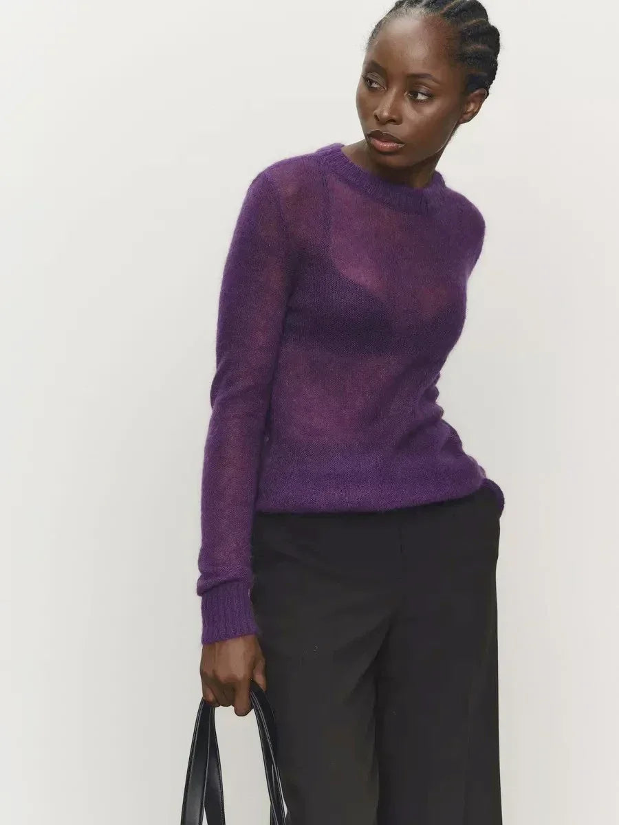 Natasha Womens Crewneck Knit Sweater