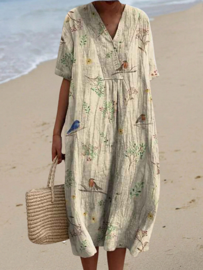 Margaret™ | Vibrant Floral Garden Print Flowy Dress