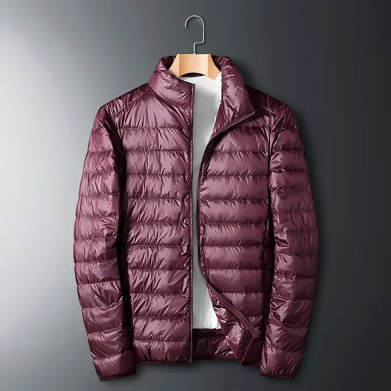 Cody Mens Lightweight Packable Puffer Jacket in Red