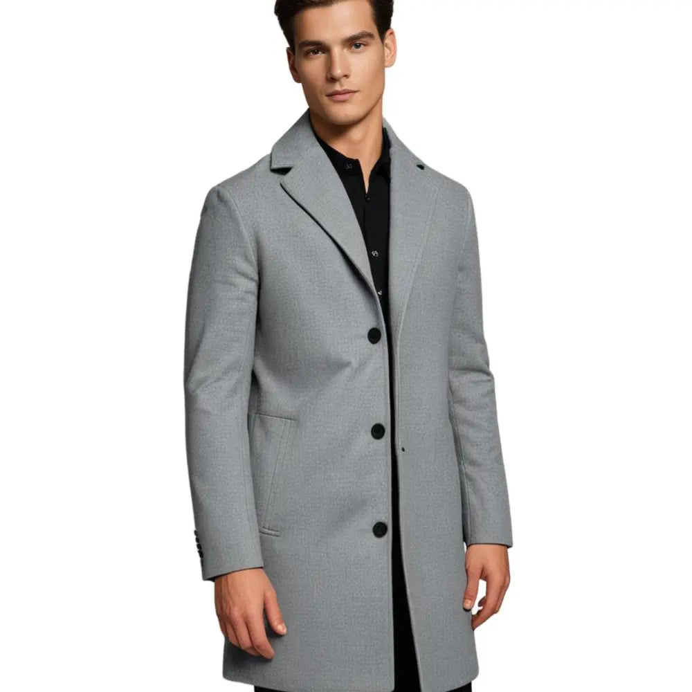 Leo Mens Overcoat Full-Length Winter Coat with Straight Cut