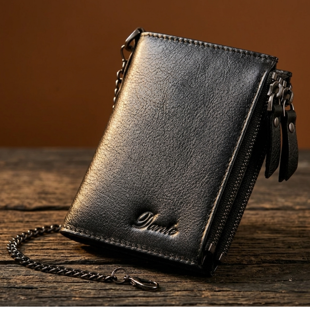 Mark™ | RFID Cowhide Leather Chain Wallet With Zipper