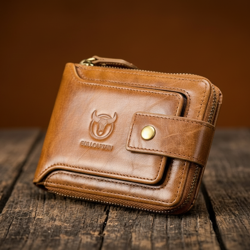 Khalid™ | Cowhide Leather Zipper Wallet