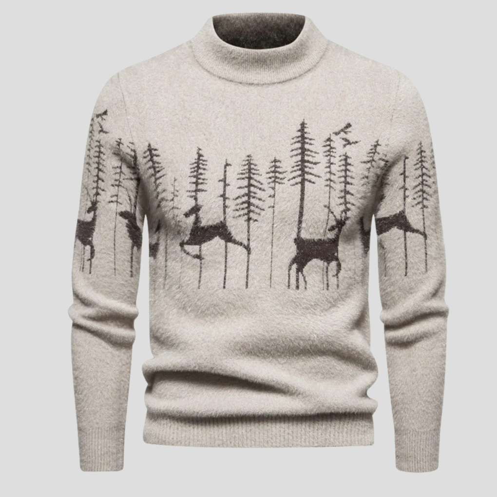 Hans | Herren Weihnachtspullover Rentier- und Waldmotiv — Festlicher Strick in 2 Farben M–3XL | Westmere