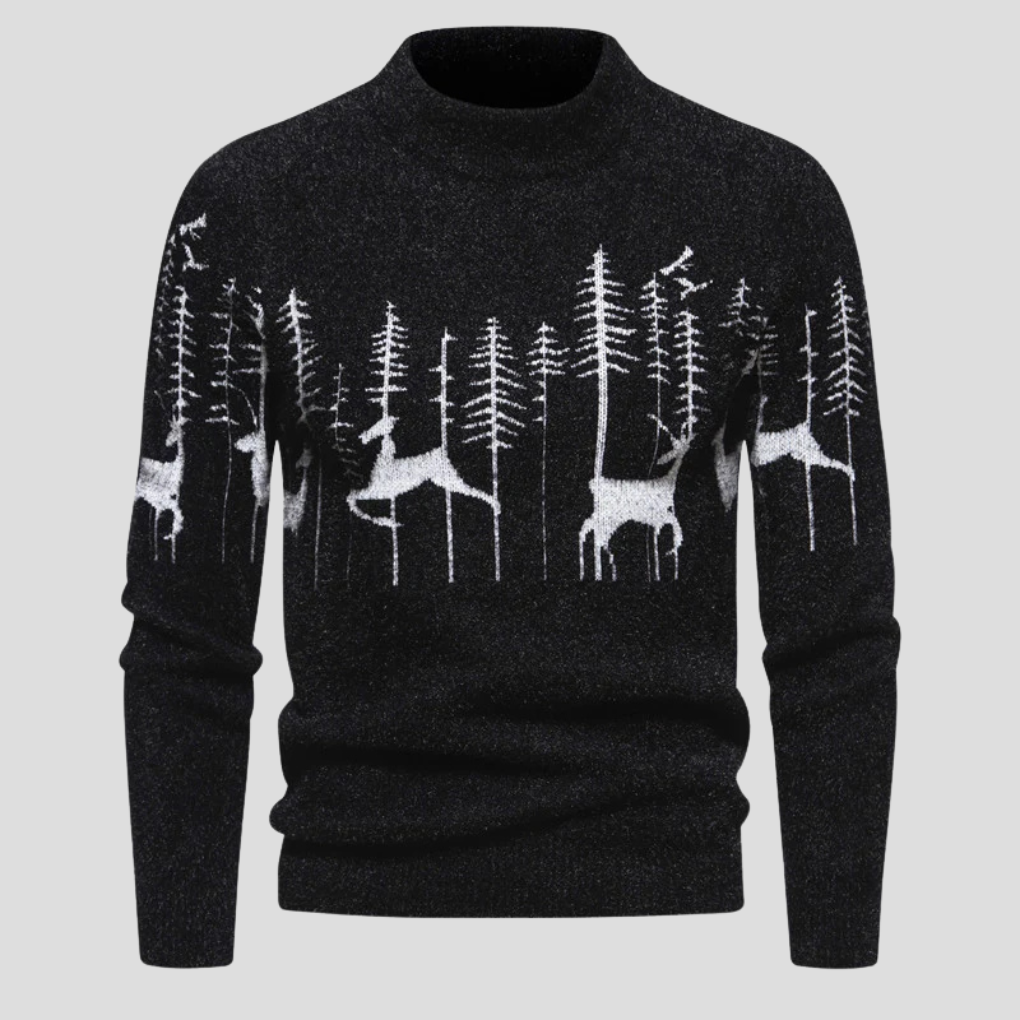 Hans | Herren Weihnachtspullover Rentier- und Waldmotiv — Festlicher Strick in 2 Farben M–3XL | Westmere