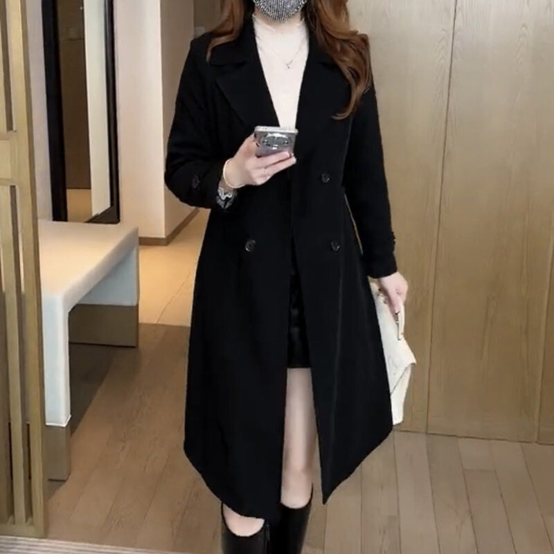 Women's Sophisticated Trench Coat, Belted Waist | Streamlined Silhouette, Layering Cut | Black, Khaki or Brown | M–3XL