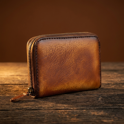 Pete™ | Genuine Leather Zipper Mini Card Holder Wallet