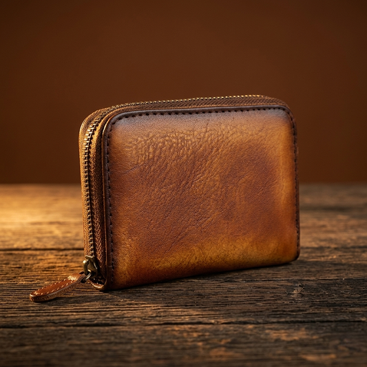 Steve™ | Genuine Leather Zipper Mini Card Holder Wallet With Multiple Slots