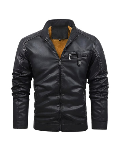 Sebastian | Retro leather jacket with fleece lining