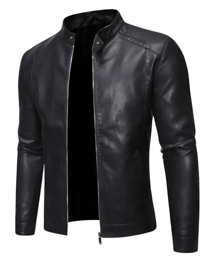 Miggy | Leather jacket with stand-up collar