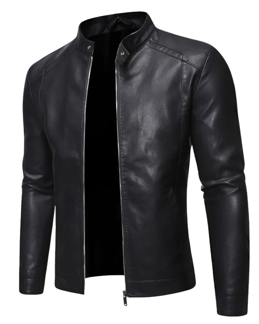 Miggy | Leather jacket with stand-up collar
