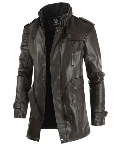 Steven | Stylish Long Leather Coat for Men