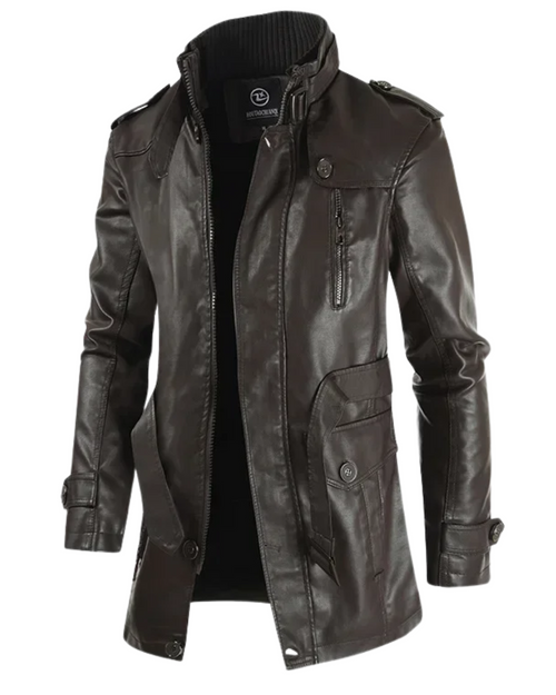 Steven | Stylish Long Leather Coat for Men