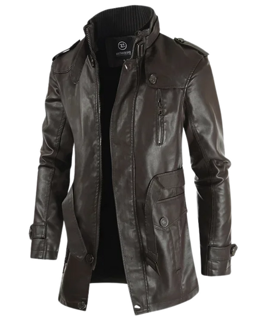 Steven | Stylish Long Leather Coat for Men