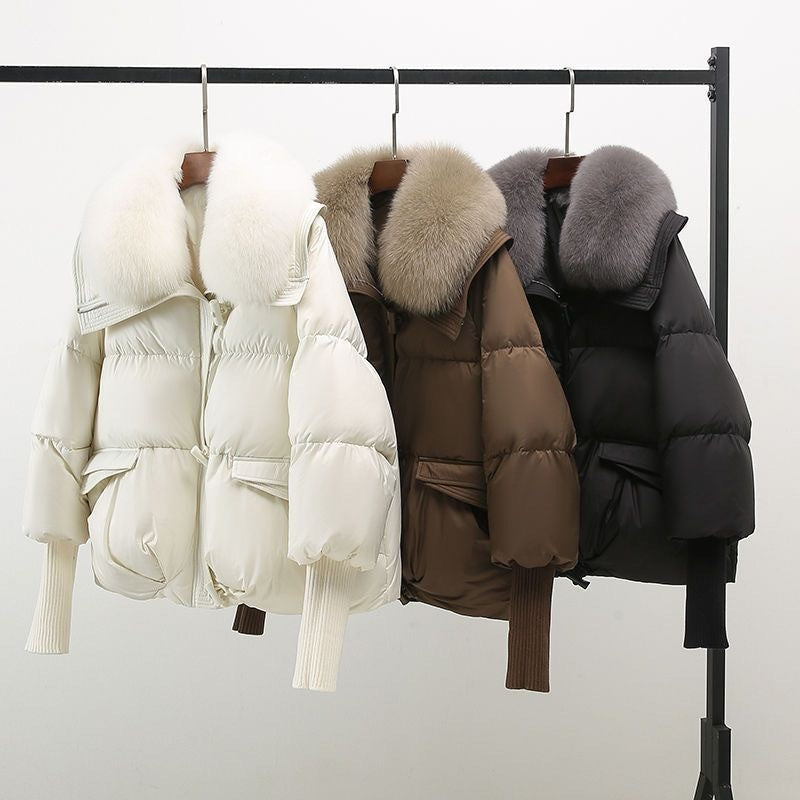 Valentina Womens Long Puffer Jacket with Fur Collar