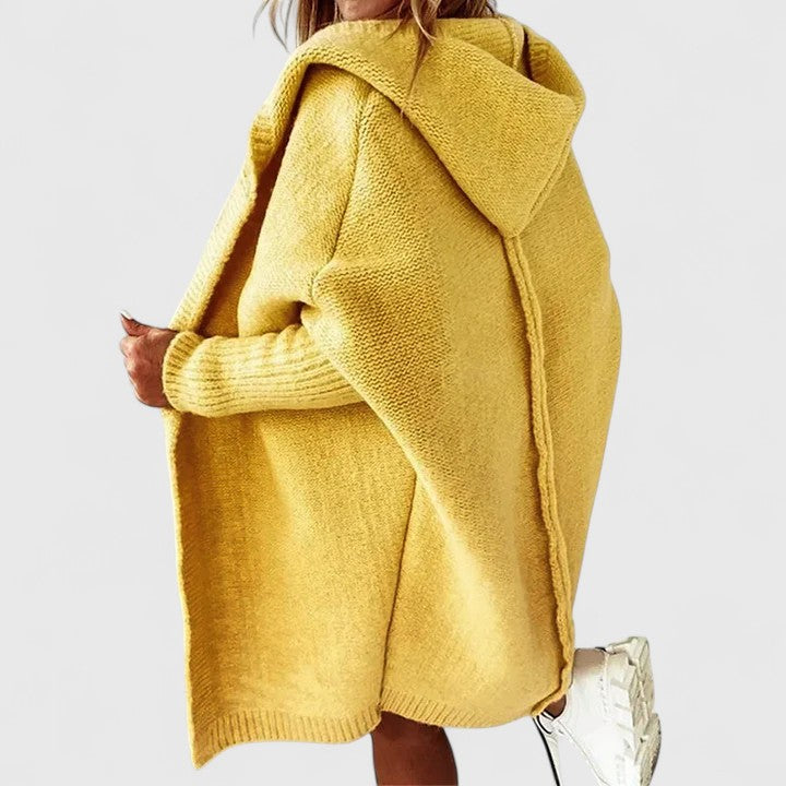 Rosalynne Womens Oversized Hooded Cardigan in Yellow