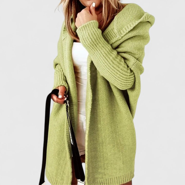 Rosalynne Womens Oversized Hooded Cardigan in Green