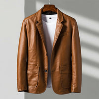 Sutton | Mens Leather Blazer Jacket, Tailored Fit | Fully Lined, Two-Button Closure | Brown, Black, Navy and More S-4XL