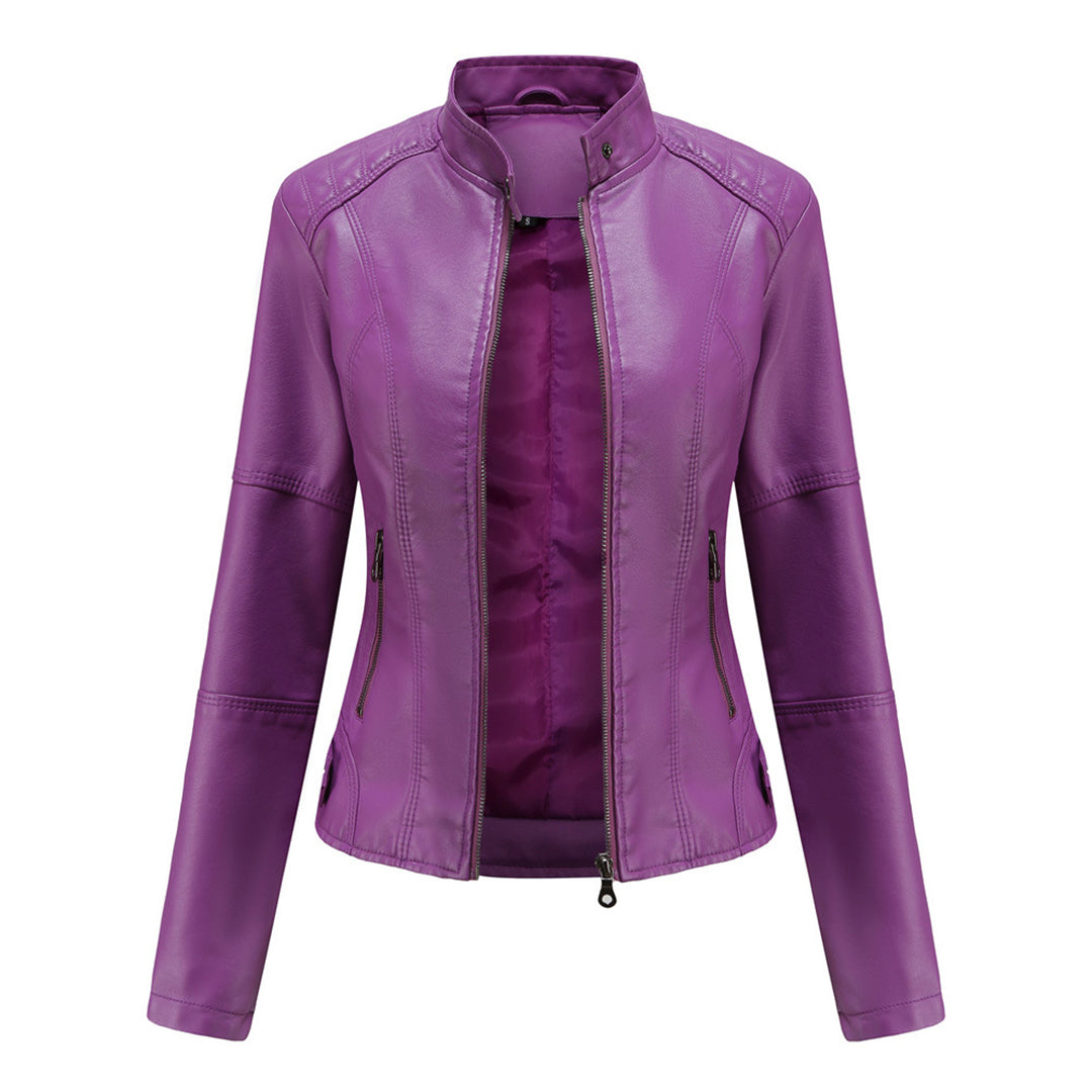 Women's Sleek Modern Jacket | Asymmetrical Zip, Adjustable Collar, Metallic Accents | 6 Colorways | S–3XL
