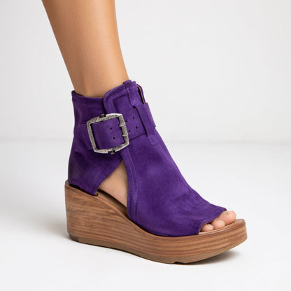 Elisse™ — Open-toe Wedge Booties in Modern Style