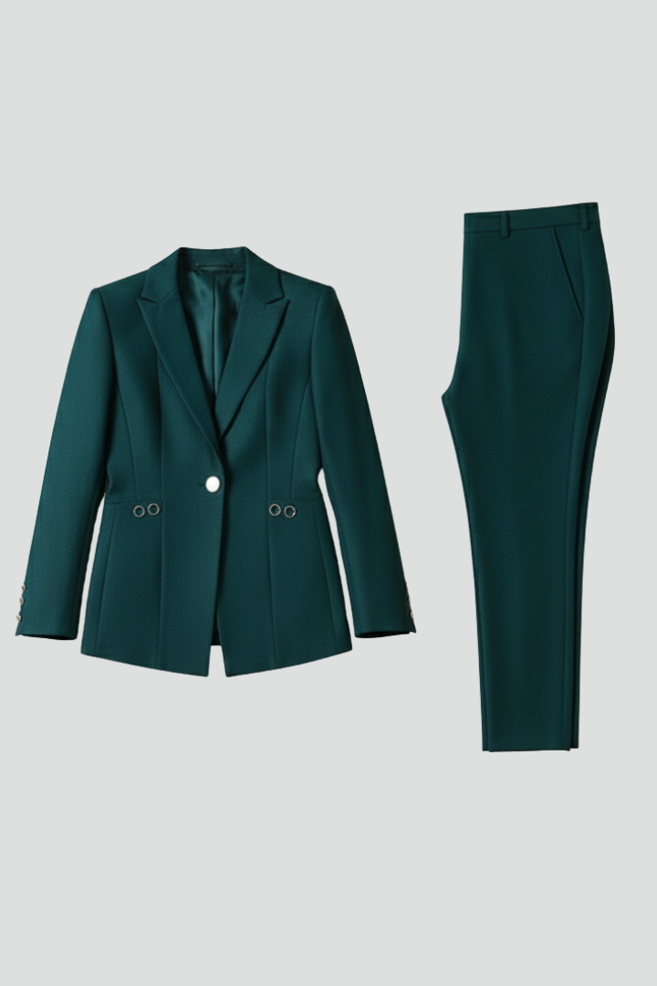 Monica Womens One-Button Blazer Suit Set with Straight Pants