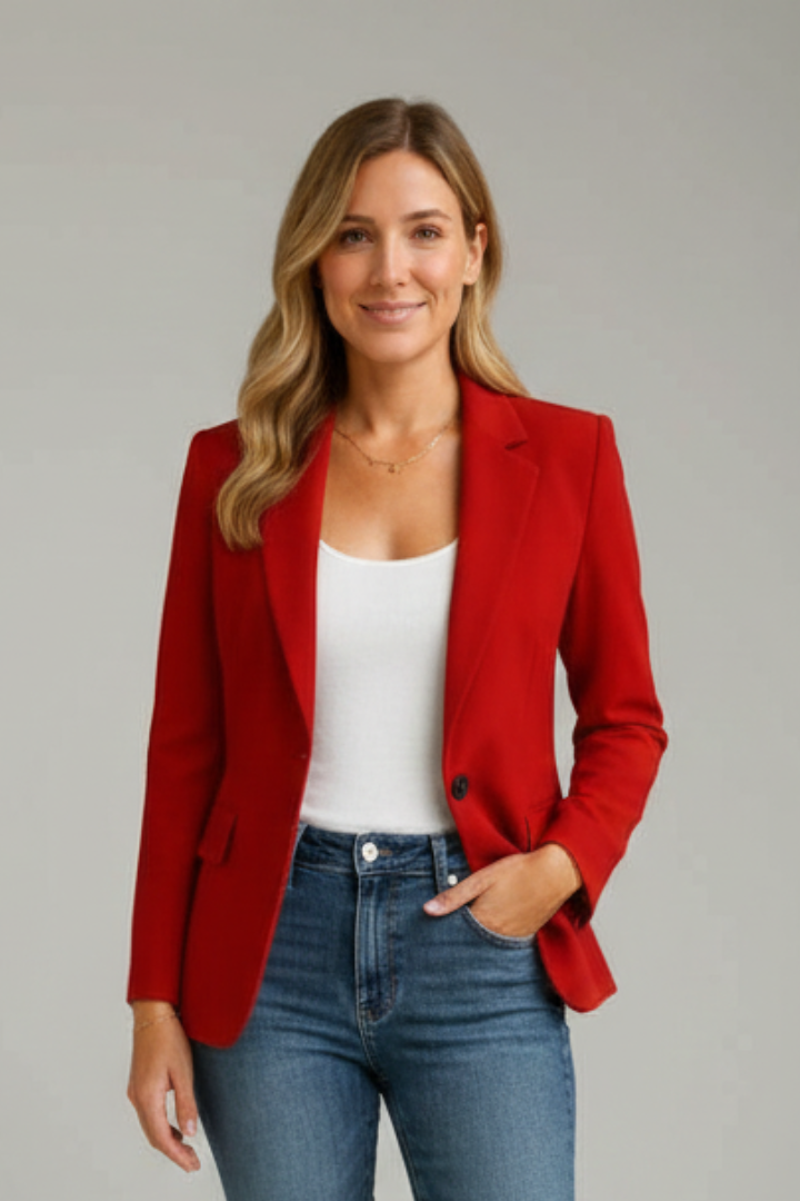Brooke Womens Single Button Blazer with Notched Lapel