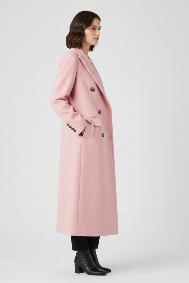 Kendra Womens Long Coat with Lapel Collar