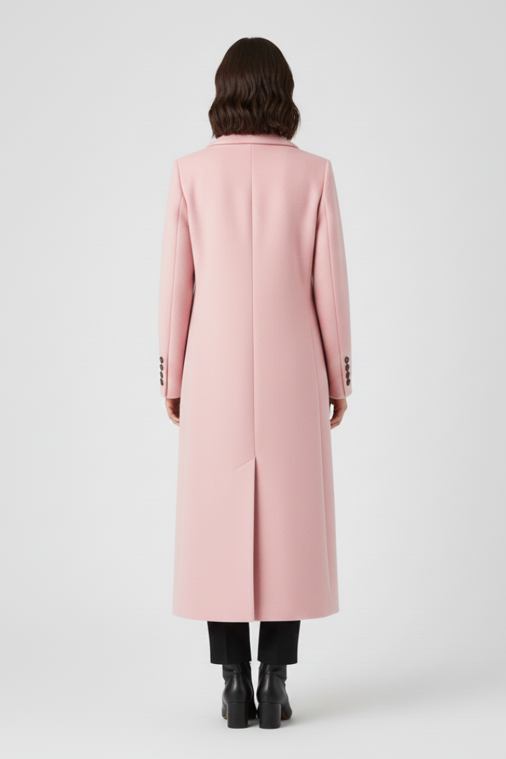 Kendra Womens Long Coat with Lapel Collar