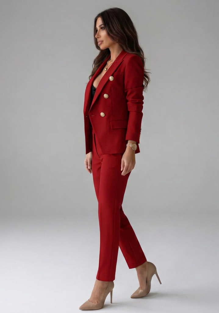 Morgan Womens Double-Breasted Blazer and Trousers Set