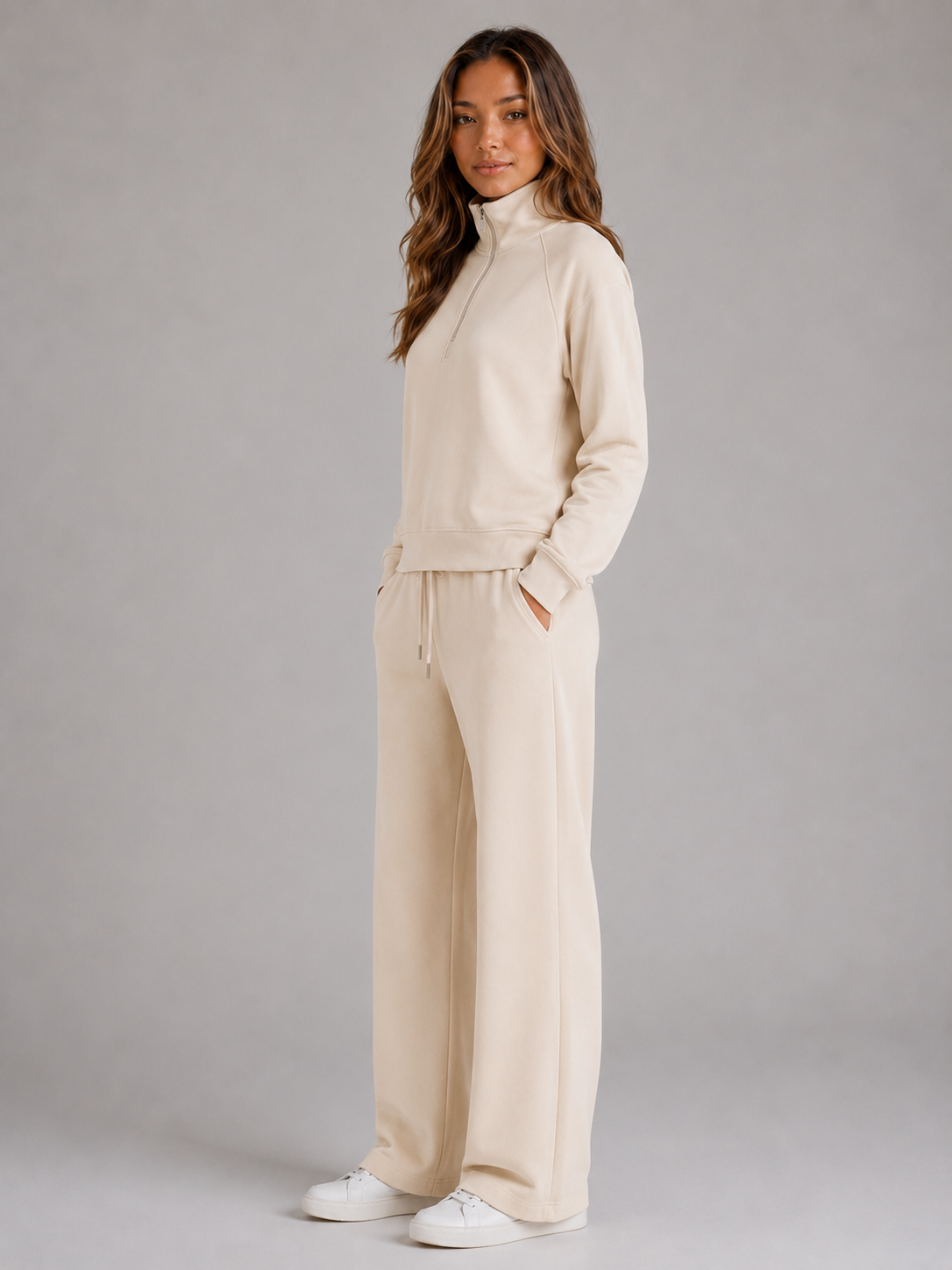 Caroline Womens Half Zip Lounge Set, Two Piece