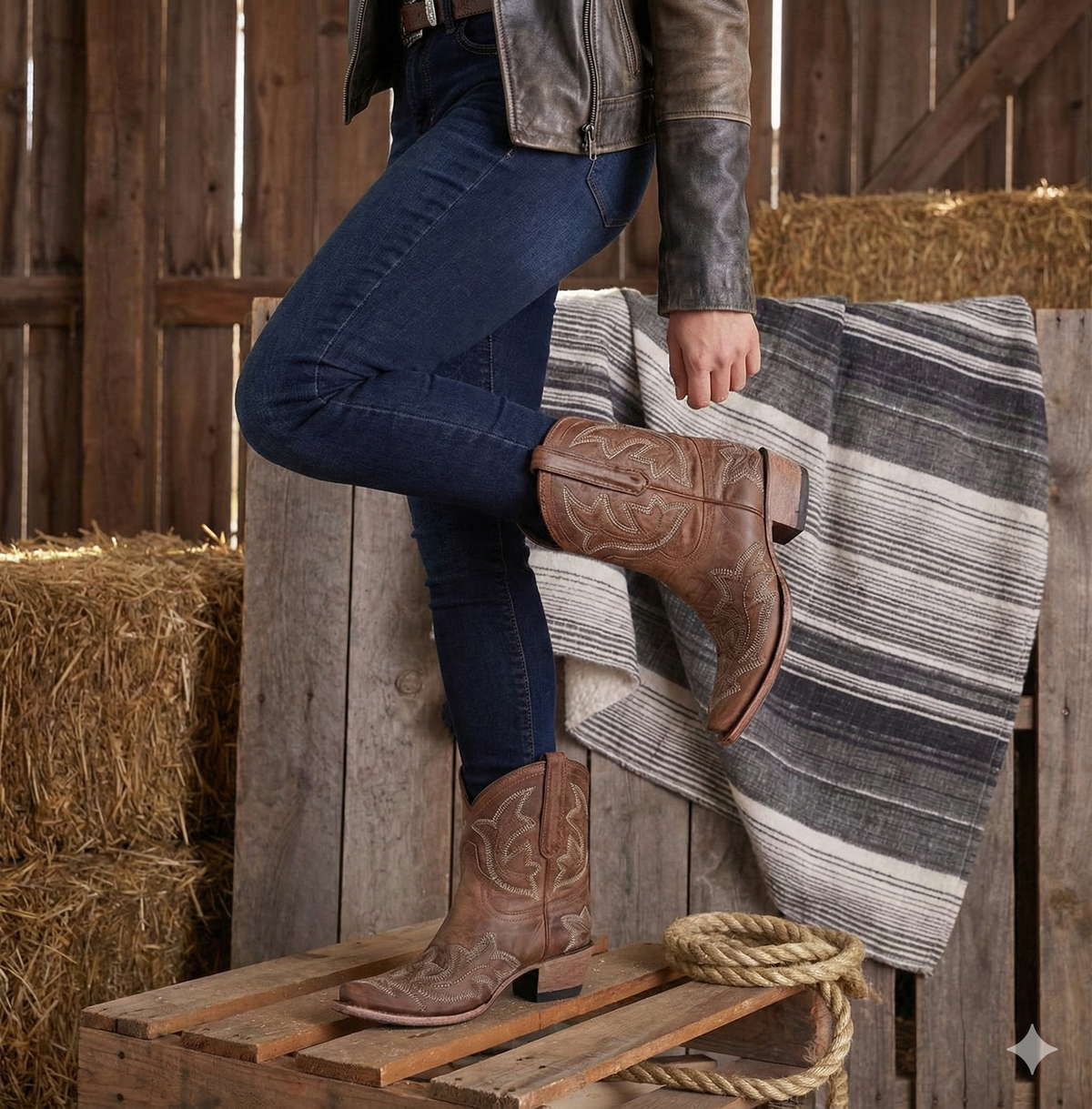 Jamie Womens Embroidered Cowgirl Ankle Boots