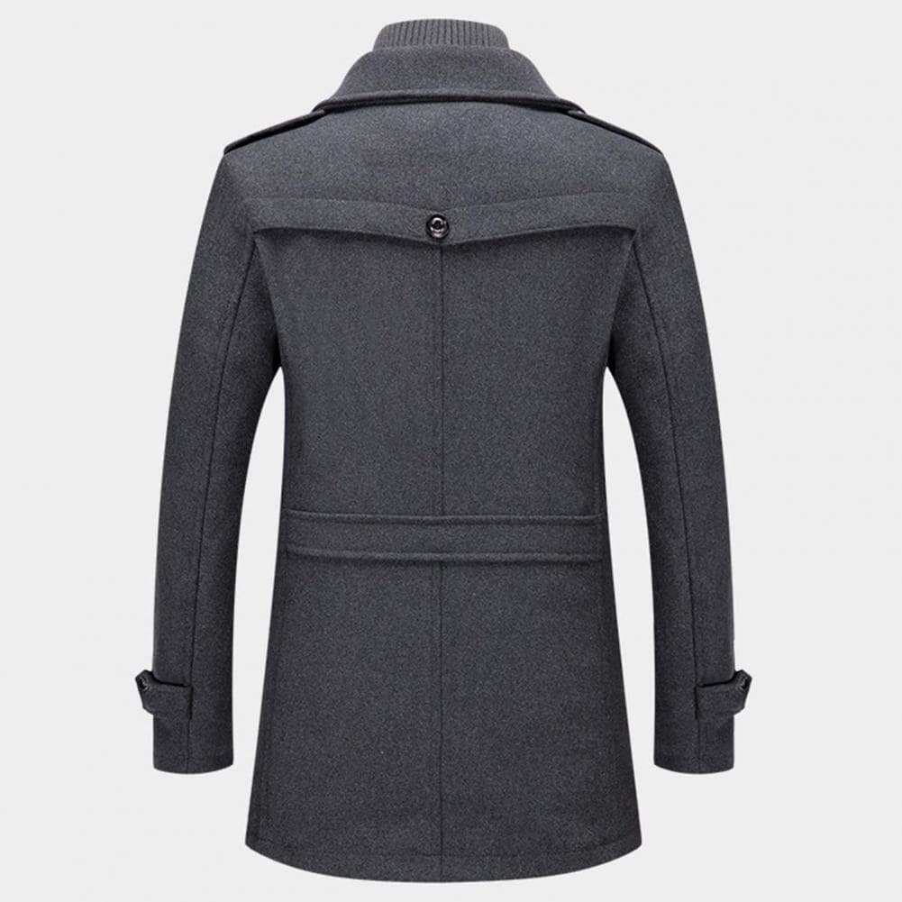 Men's Wool Blend Coat, Stand-Up Collar | Zipper Front, Thoughtful Pocket Layout | Brown, Black or Gray | S–XXL