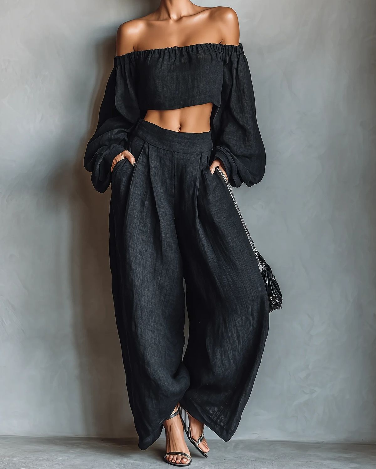 Noelle™ | Off-Shoulder Set with Wide Pants