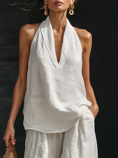 Elira™ | Sleeveless Set with Wide-Leg Pants