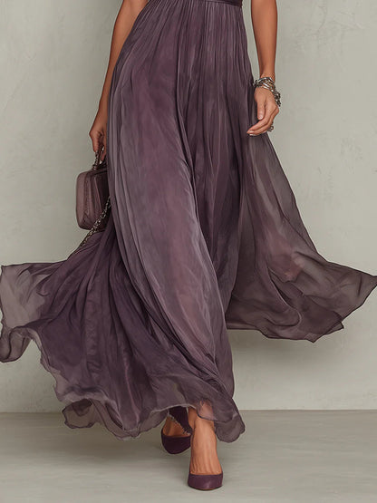 FLAVIA™ | Vintage Elegant Chiffon Maxi Dress