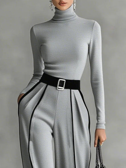 Aveline™ | Elegant outfit with contrast detail