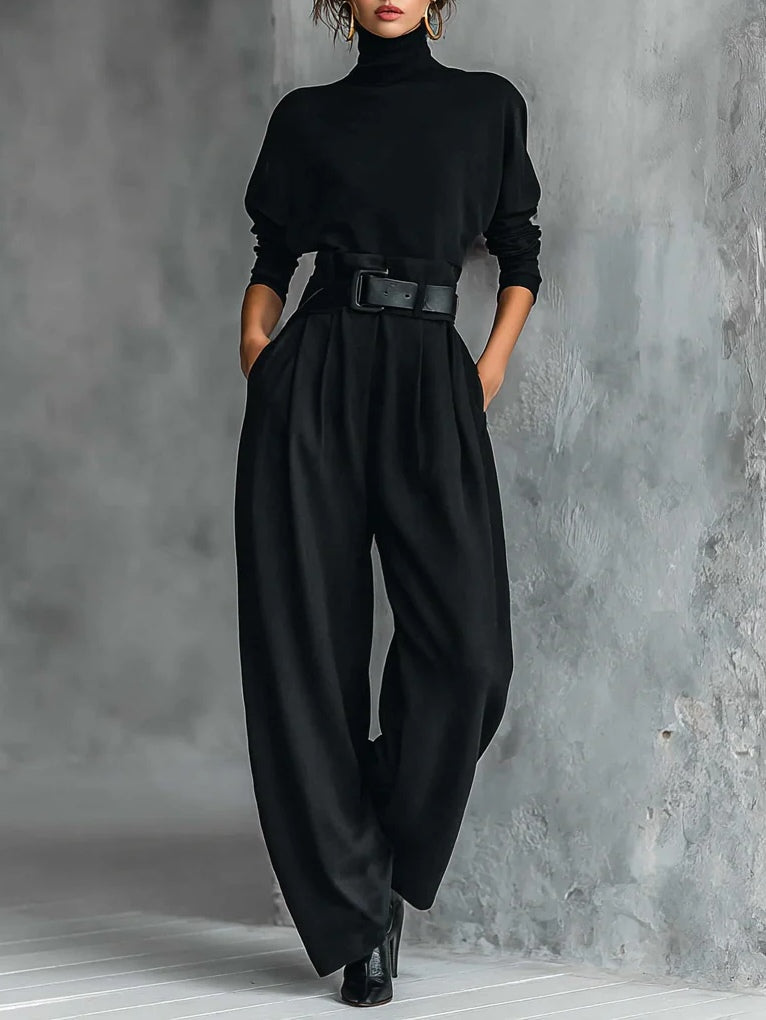 Selena™ | Black 2-Piece Set with Belt