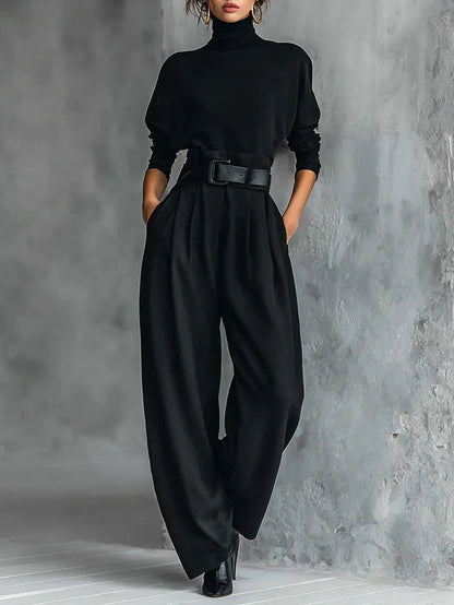 Selena™ | Black 2-Piece Set with Belt