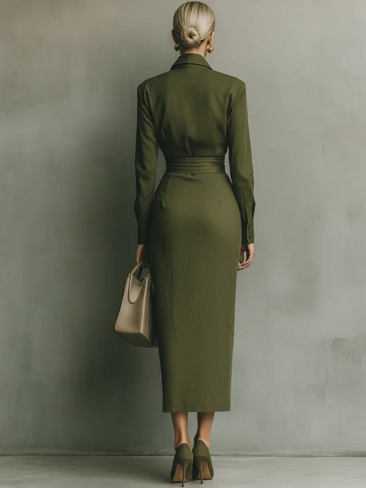 Nessa™ | Military Green Maxi Dress