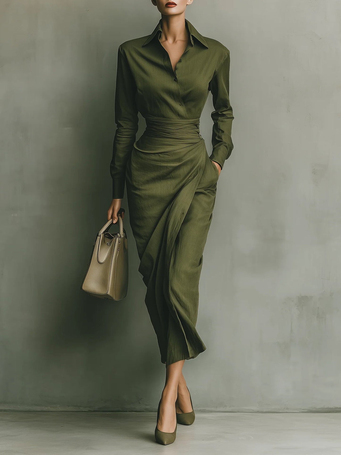 Nessa™ | Military Green Maxi Dress